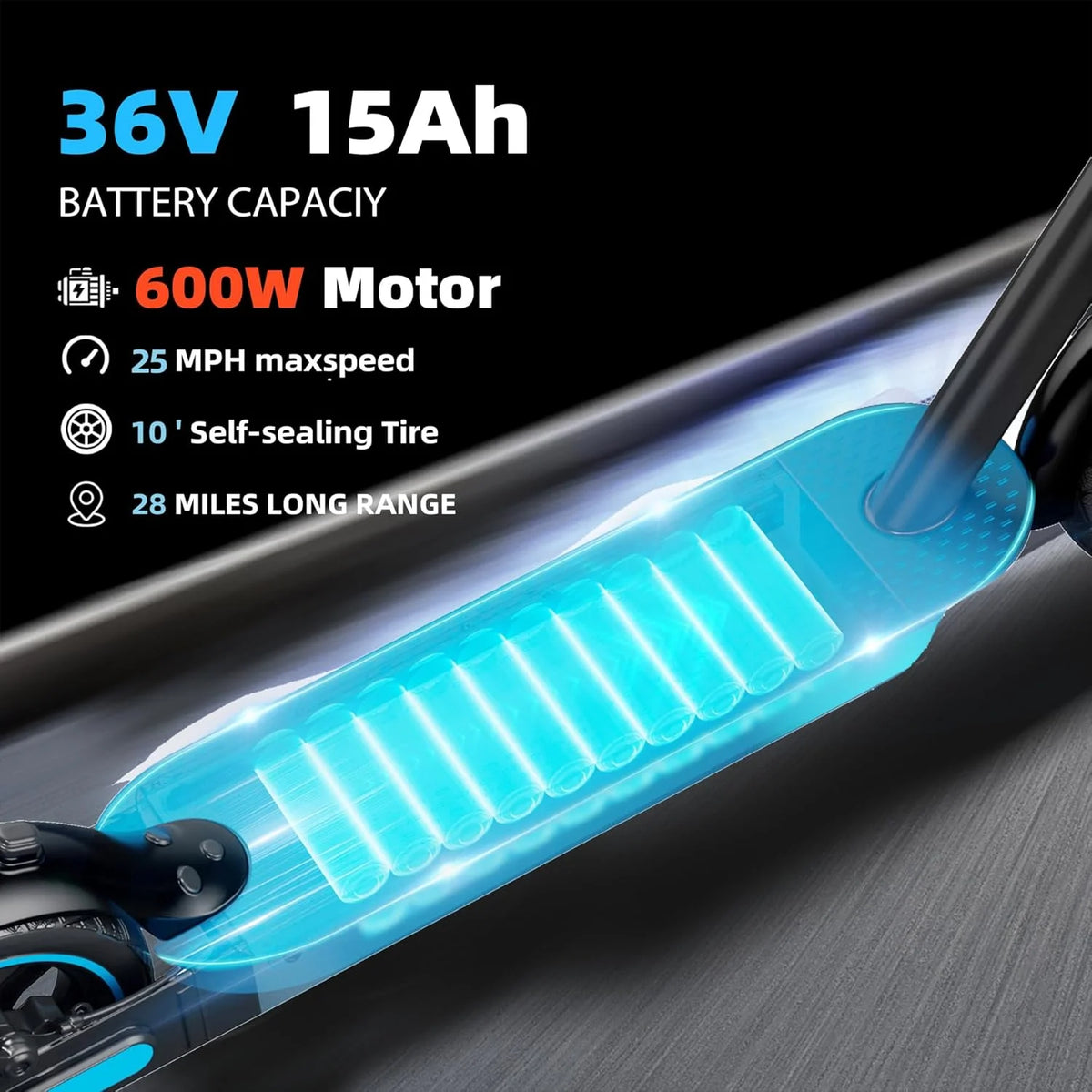 Electric Scooter for Adults, 600W Motor, 10"Air Tires, up to 25 MPH and 22-30 Miles Range, Foldable Commuter E Scooter with Drum Braking System and Smart APP Control Red