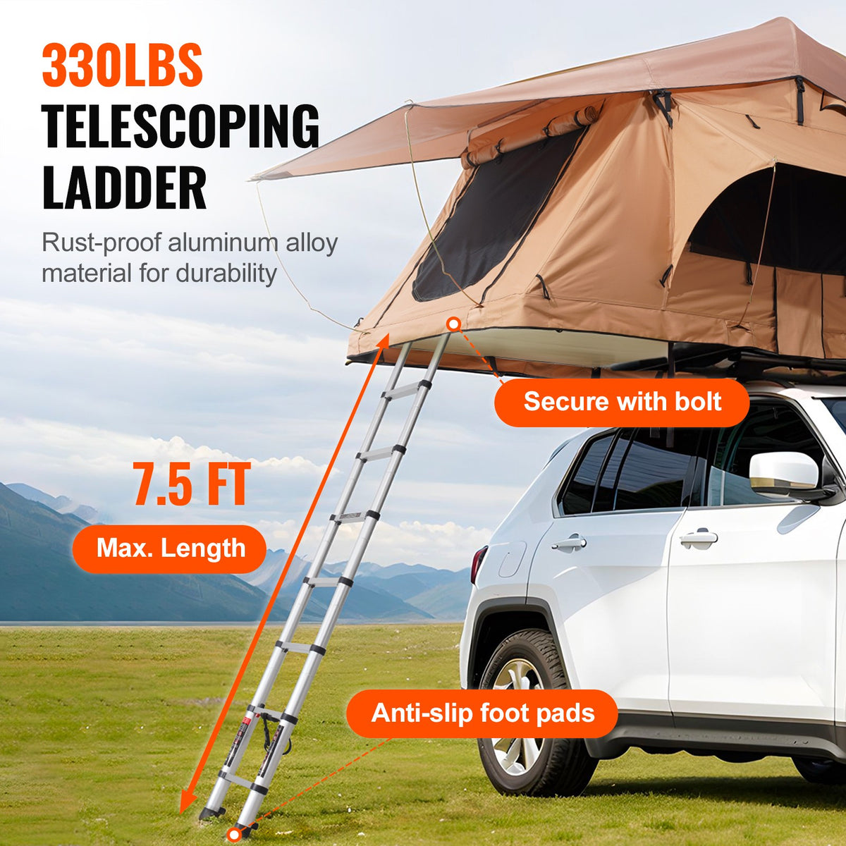 Softshell Roof Top Tent for 2-3 Person Waterproof for Jeep SUV W/ Ladder L Size