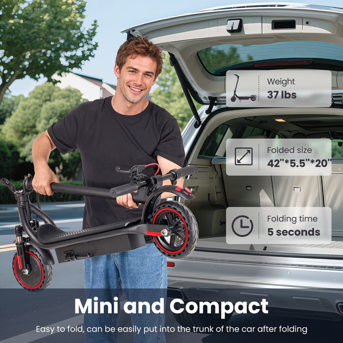 Electric Scooter,350W Motor up to 16MPH 21-24Miles Range 8.5" Solid Tires Portable Commuting Foldable Scooter for Adults with Dual Braking, Escooter for Adults Commuting