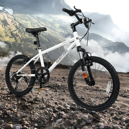 Kids Mountain Bike 20 24 Inch Child Bicycle for Boys Girls Aged 8+ Years Old White