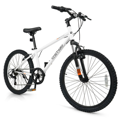 Kids Mountain Bike 20 24 Inch Child Bicycle for Boys Girls Aged 8+ Years Old White