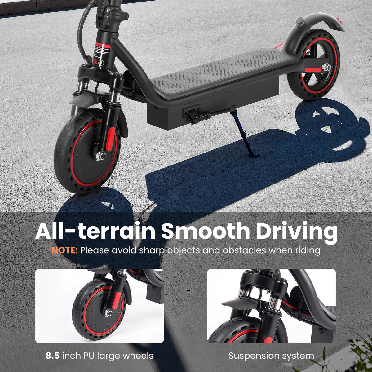 Electric Scooter,350W Motor up to 16MPH 21-24Miles Range 8.5" Solid Tires Portable Commuting Foldable Scooter for Adults with Dual Braking, Escooter for Adults Commuting