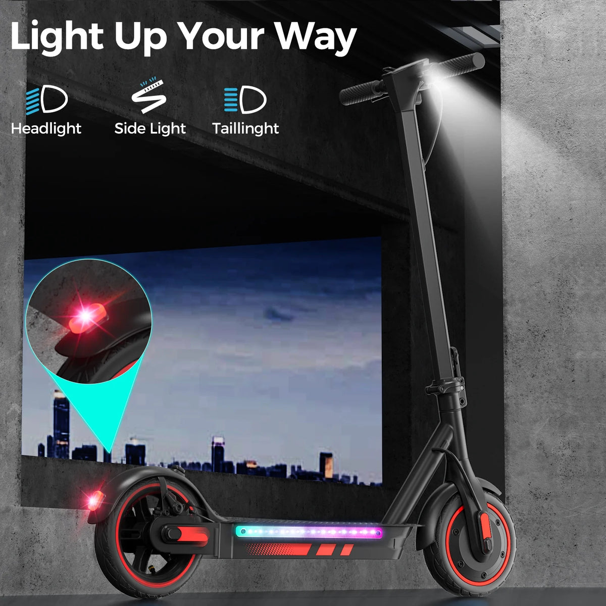 Electric Scooter for Adults, 600W Motor, 10"Air Tires, up to 25 MPH and 22-30 Miles Range, Foldable Commuter E Scooter with Drum Braking System and Smart APP Control Red