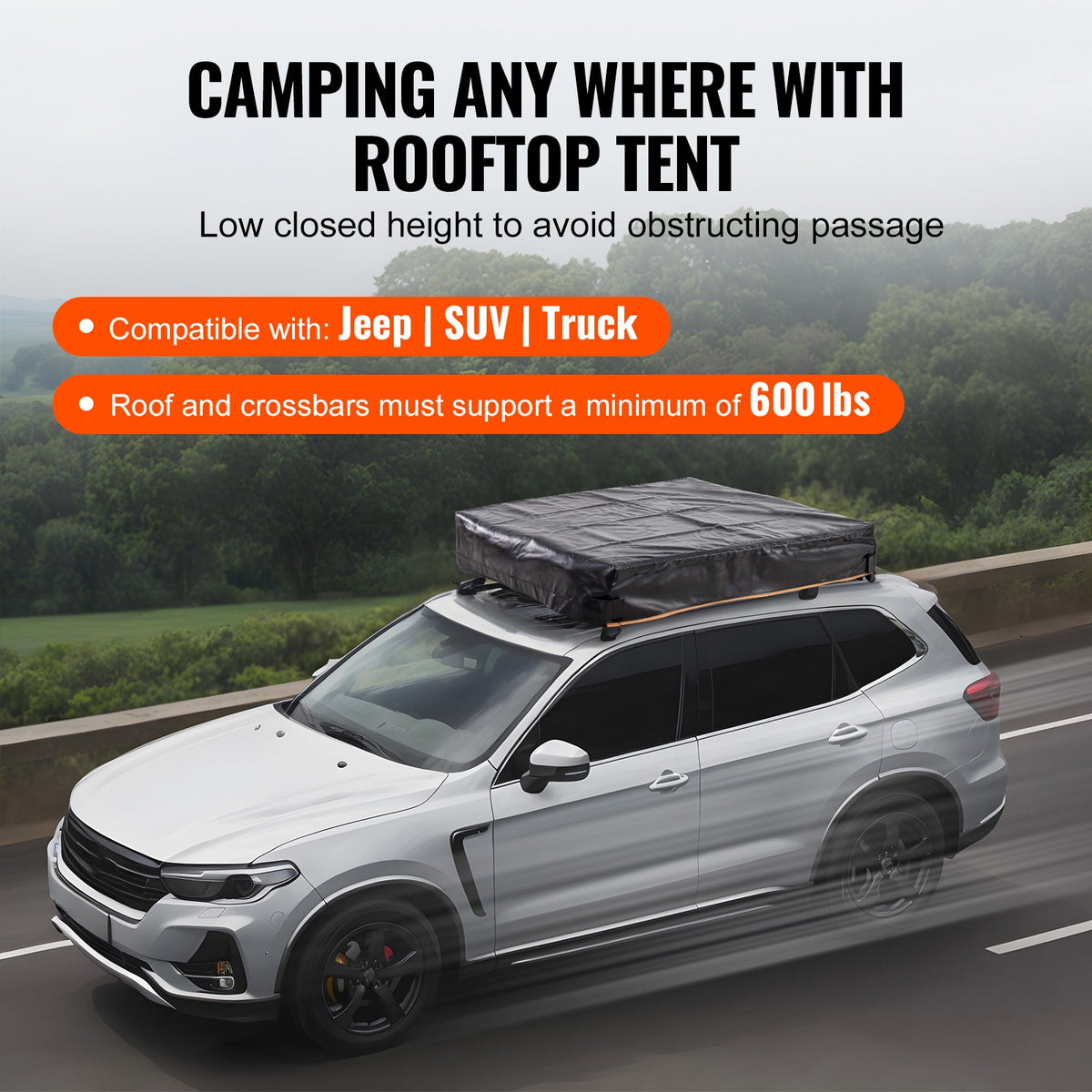 Softshell Roof Top Tent for 2-3 Person Waterproof for Jeep SUV W/ Ladder L Size